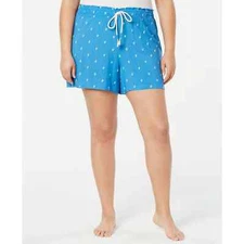 Jenni Blue Cactus Light Weight Printed Pajama Shorts Medium