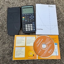 TI-83 Plus Graphing Calculator Texas Instruments Works Cover & Manual & Software