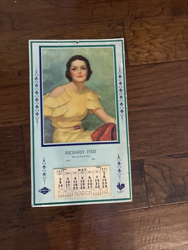 1937 Girl In Yellow Calendar Art Deco