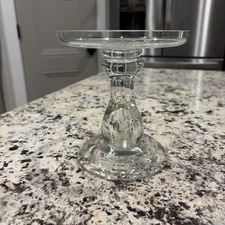 Bath & Body Works White Barn Candle Co Pedestal Clear Glass 6.5” Minimalist