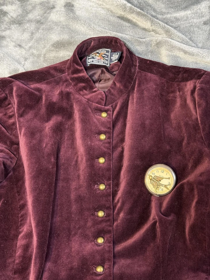 Blazer American Living Jacket Mujer 8 Terciopelo Borgoña Steampunk Peplum Foto 2 de 4
