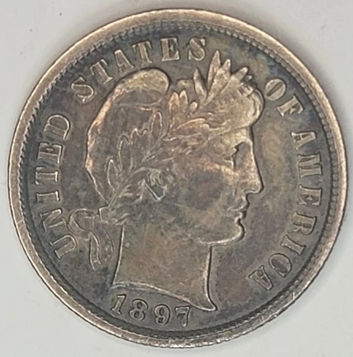 1897-P 10c F Liberty head (Barber) dime - FULL OF DETAILS - Toned