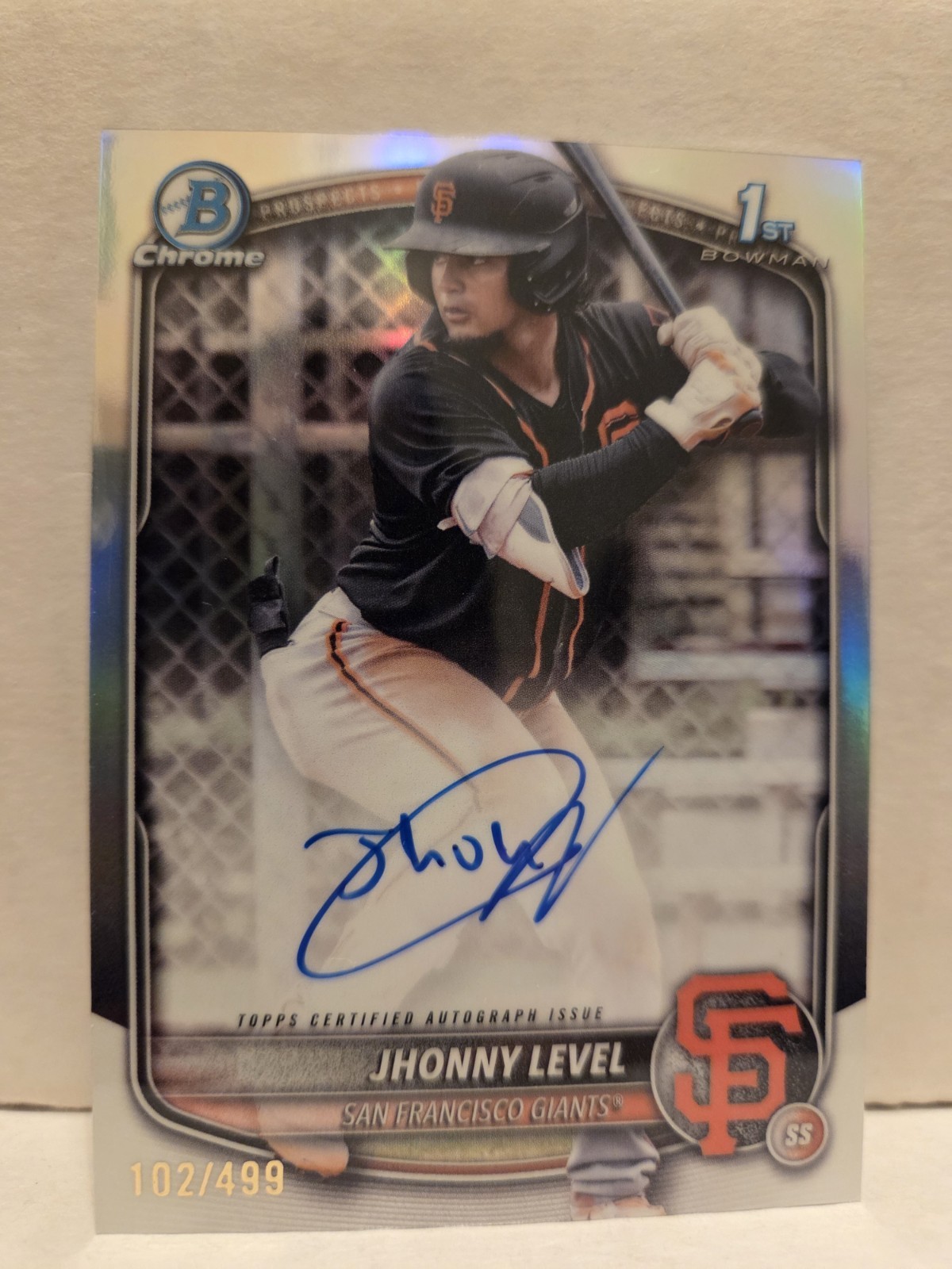 Jhonny Level 2025 Bowman Chrome Refractor Auto /499 1st Prospect Rookie