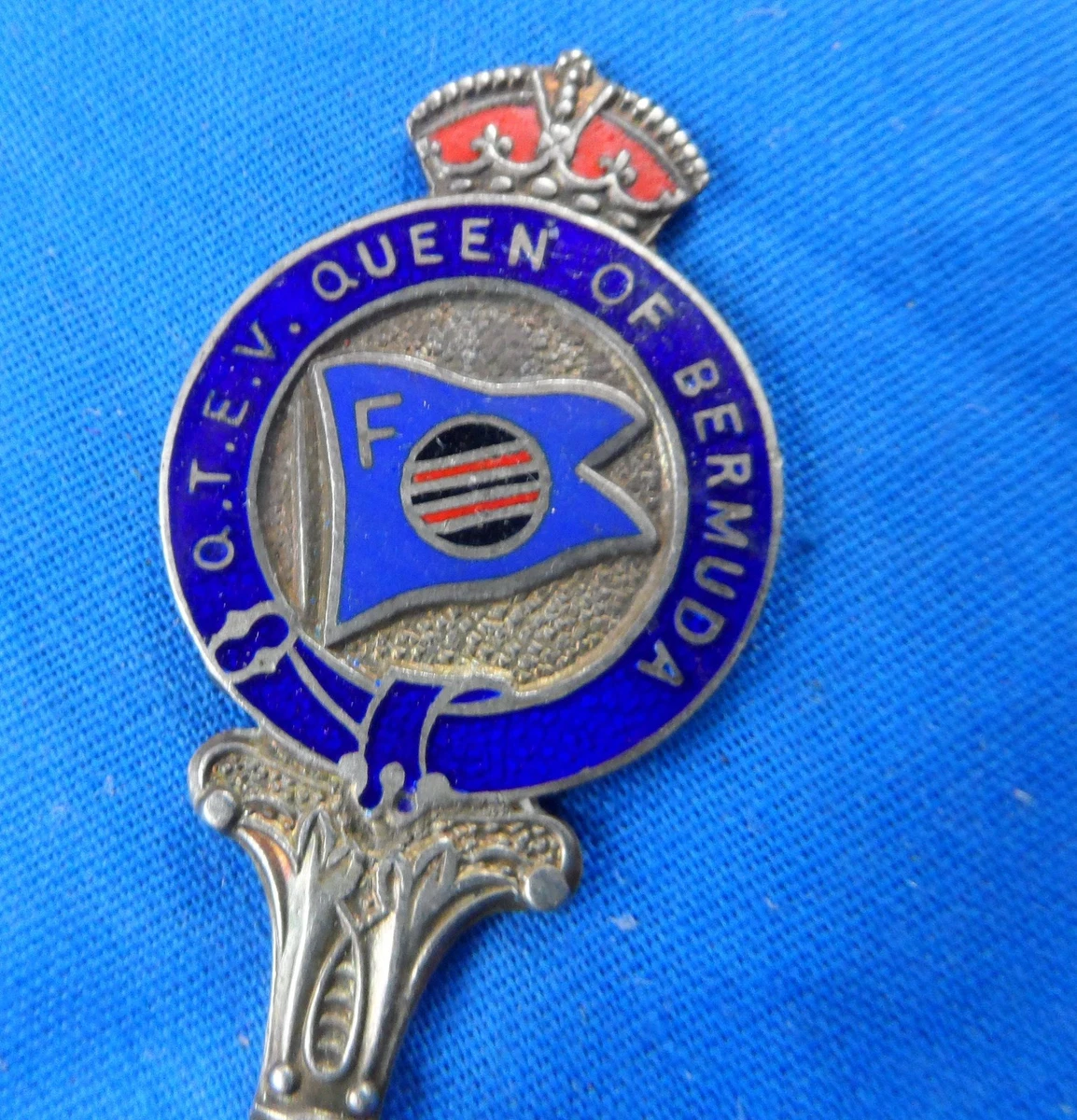 1954 Queen of Bermuda Ocean Liner 4-3/4" Furness Cruise Ship, Sterling Enamel