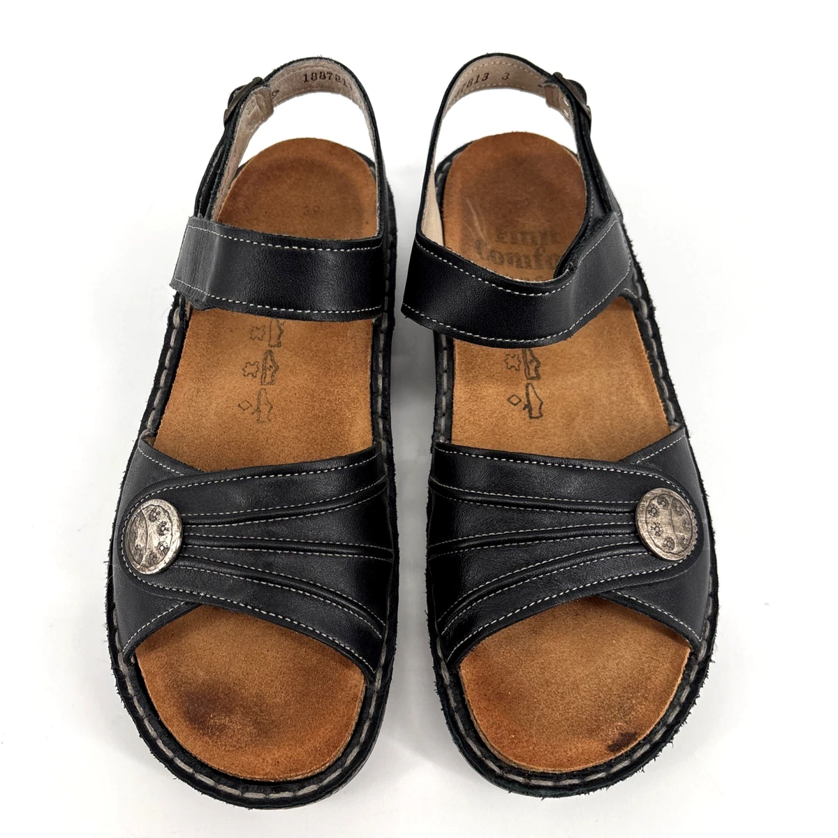 Finn Comfort brown leather 2 hook & loop straps Made in Germany Mens 41D. US 8 Finn Comfort Men main image 2