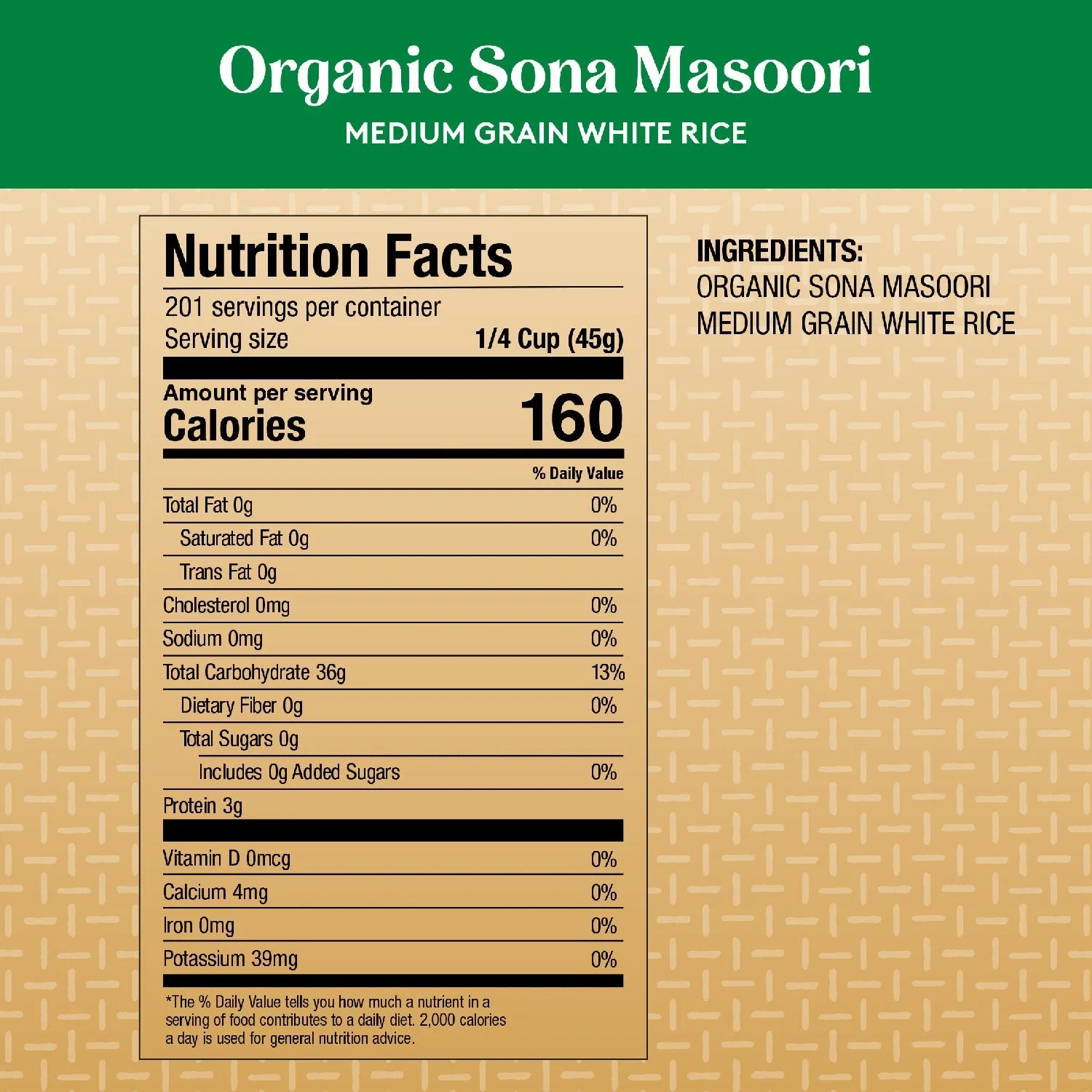 Royal Sona Masoori Organic Rice, 20 lbs.