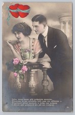 My Dear When We Connect Our Hearts - Young Couple Posing Studio RPPC 1916 Polish