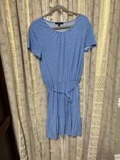 Banana Republic Womens Medium Blue Printed Tie Waist Dress 