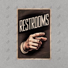 Vintage Style Restroom Sign Metal Directional Pointer Decor Retro Gas 172139