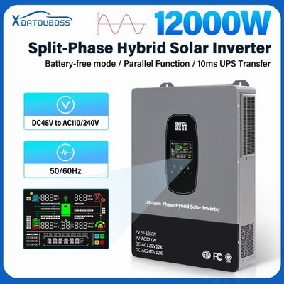 48V 12KW Solar Hybrid Inverter Dual MPPT 120V/240V Split Phase  Parallel UPS