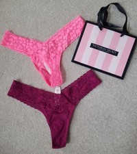 Victoria's Secret VINTAGE The Lacie Thong Panty  LACE Panty ONE SIZE, Lot Of 2