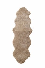 Genuine Shortwool Curly Sheepskin Rug in Taupe Cream