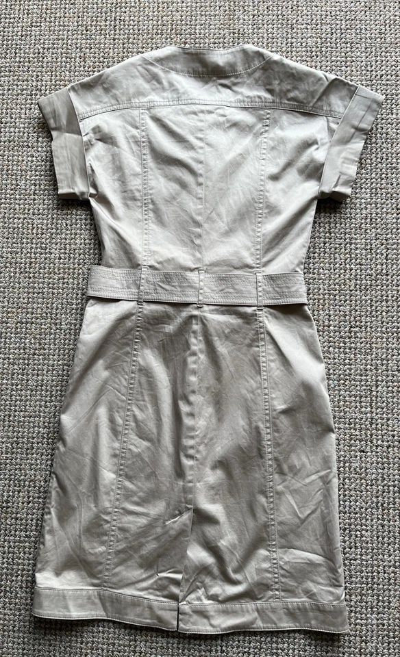 Karen Millen Belted Short Sleeved Tan Shirt Dress Cotton Size 8 - Image 2 of 3