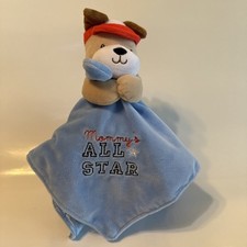 Okie Dokie Mommys All Star Blue Dog Lovey Security Blanket Rattle Baseball Baby