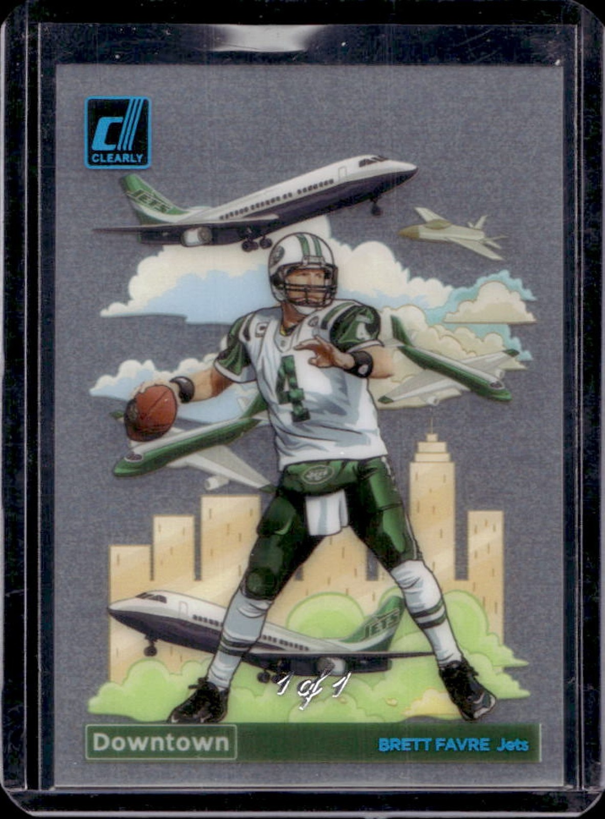 2024 Panini Clearly Donruss Brett Favre Downtown Platinum #1/1 Jets