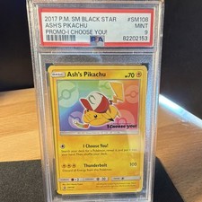 2017 Pokemon TCG SM Black Star Promo Ash's Pikachu SM108 Holo PSA 9