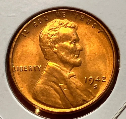 1942-S Lincoln Wheat Cent Penny GEM RED BU From an Original Bank Roll