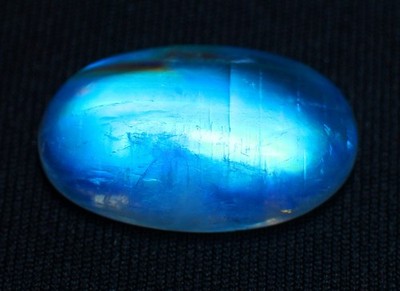23 Ct 7X15X25 mm Natural Blue Fire Rainbow Moonstone Oval Cabochon Gems RU-44