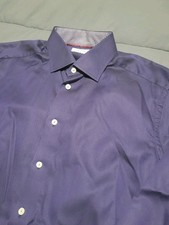 Eton modernes dunkelblaues Langarmhemd Größe 16 41