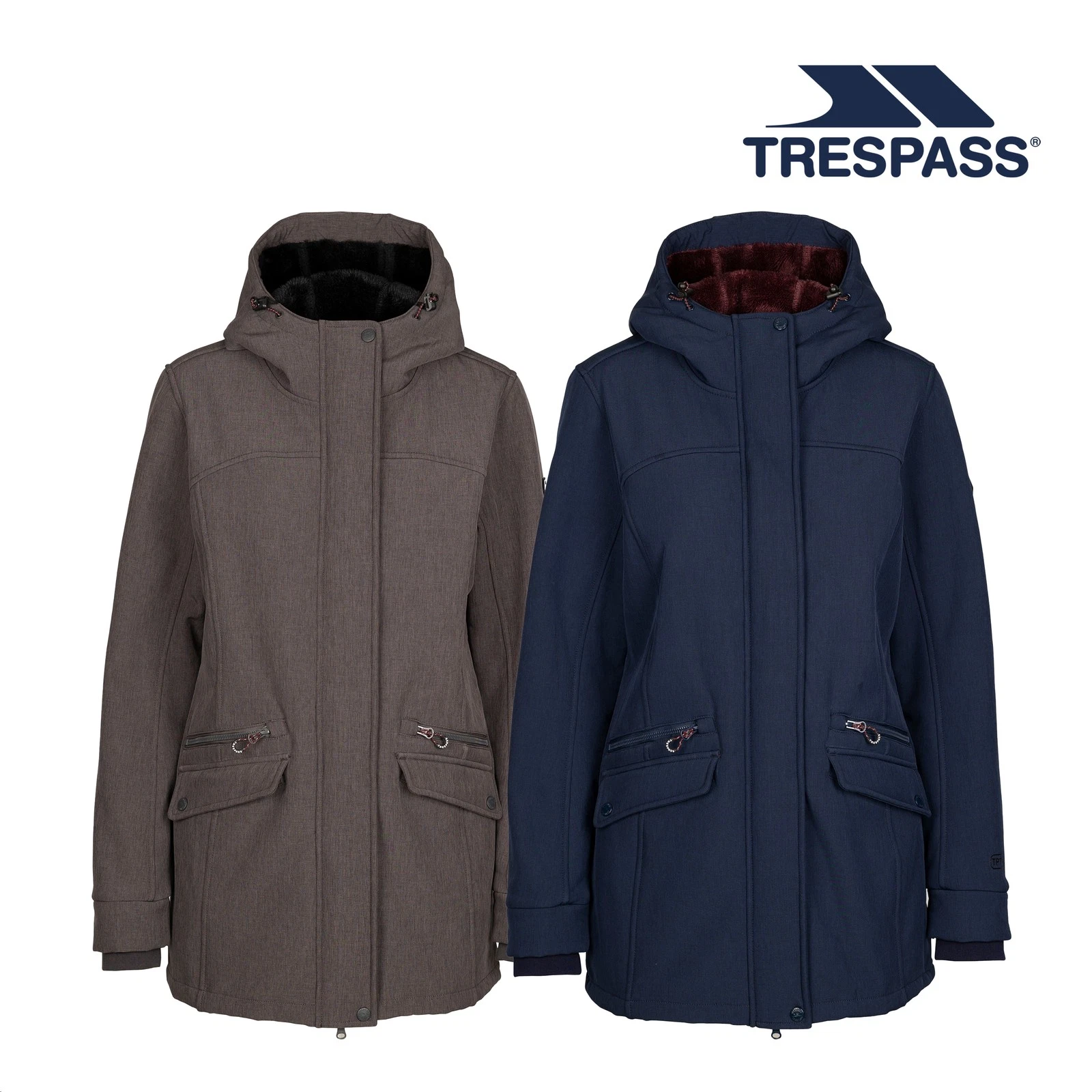 Trespass Womens Softshell Jacket Long Length with Grown On Hood Anza