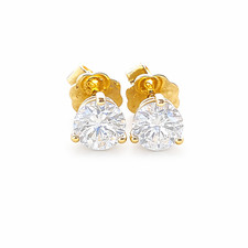 Brilliant Diamant Ohrstecker Paar 750 Gelbgold 18 Karat Gold 1,02 Karat F/IF