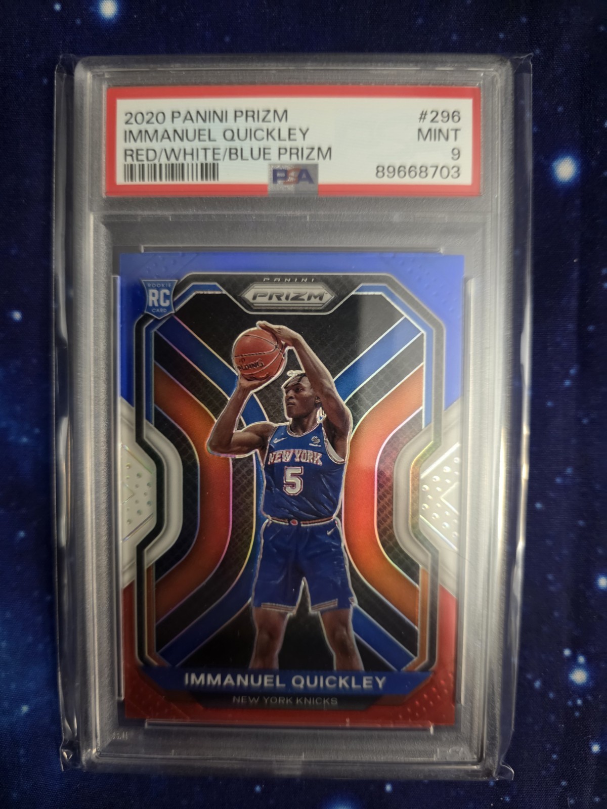 2020 Panini Prizm #296 Immanuel Quickley Red White & Blue Prizm PSA 9 Mint RC