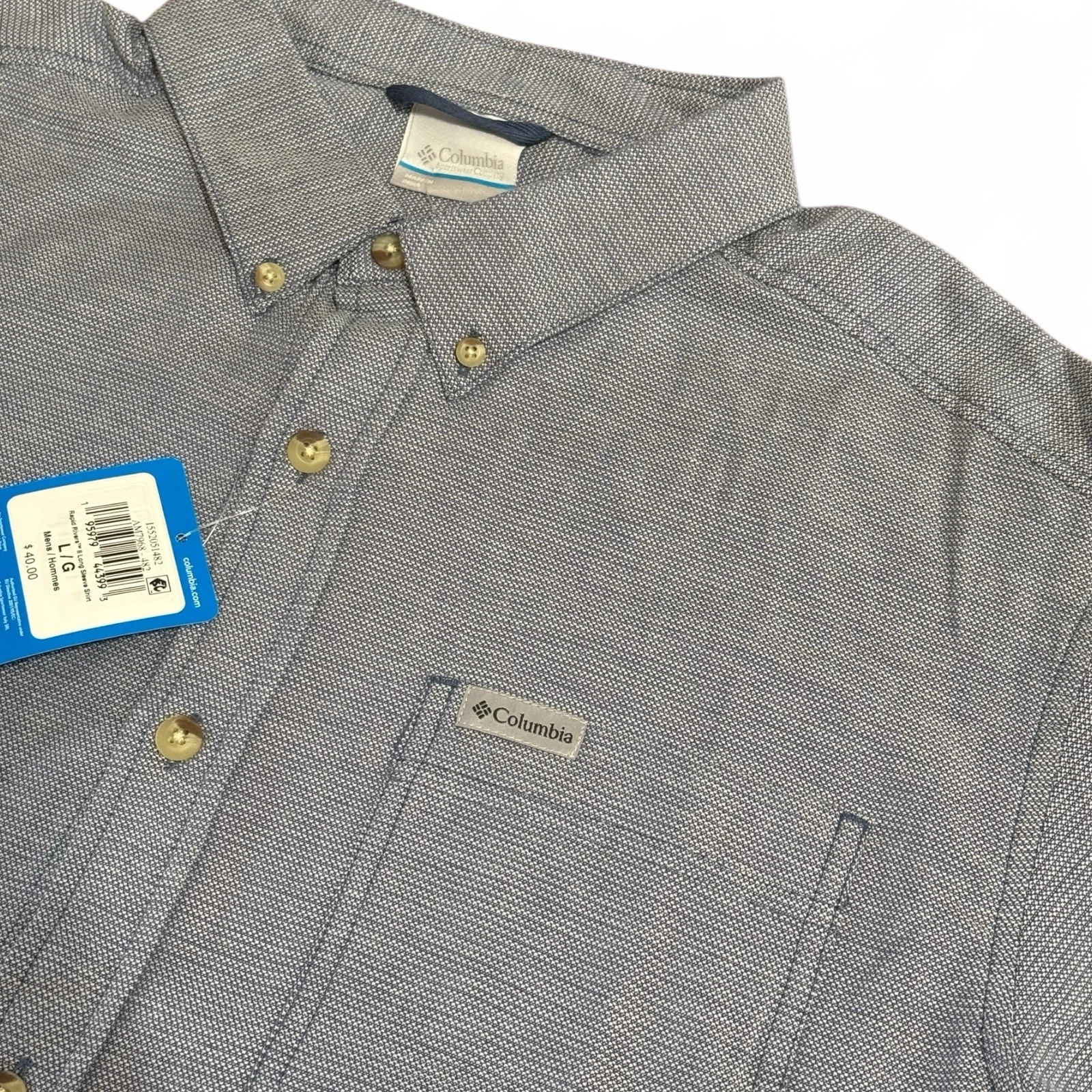 Columbia Long Sleeve Men’s Button Down Large Collared Long Sleeve Shirt