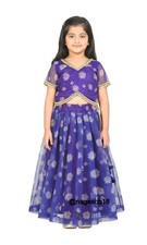 Girls Purple Lehenga Choli, Kids Ethnic Indian Party wear Lehenga, Pattu Pavadai