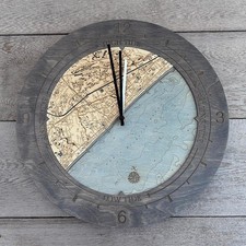 Myrtle Beach, South Carolina Tide & Time Clock | Carved Birch Coastal Wall Clock