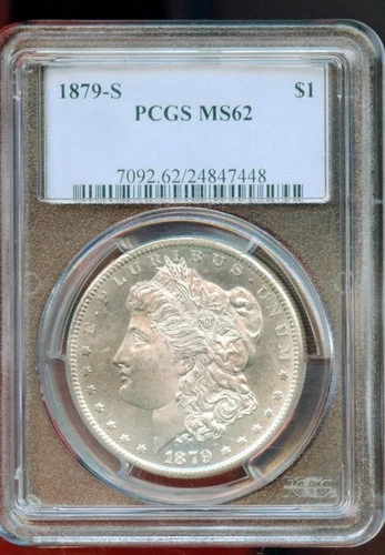 US 1879-S MORGAN SILVER DOLLAR PCGS MS62PROOF-LIKE SURFACES HAVE FUN BIDDING