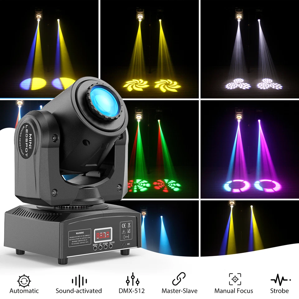 Mini 150W RGBW LED Moving Head Lights GOBO Beam Stage Lighting Disco DJ DMX 512 - Image 2 of 4