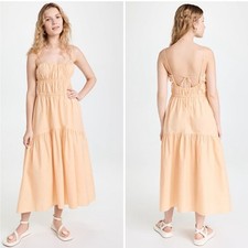 Vince Womens Cotton Hemp Tie Back Cami Midi Dress Sz XL