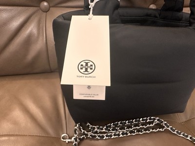 *TORY BURCH* Britten Nylon Puffy Mini Tote Bag Tory Burch Britten Nylon Puffy Mini Tote Bag Black Converts