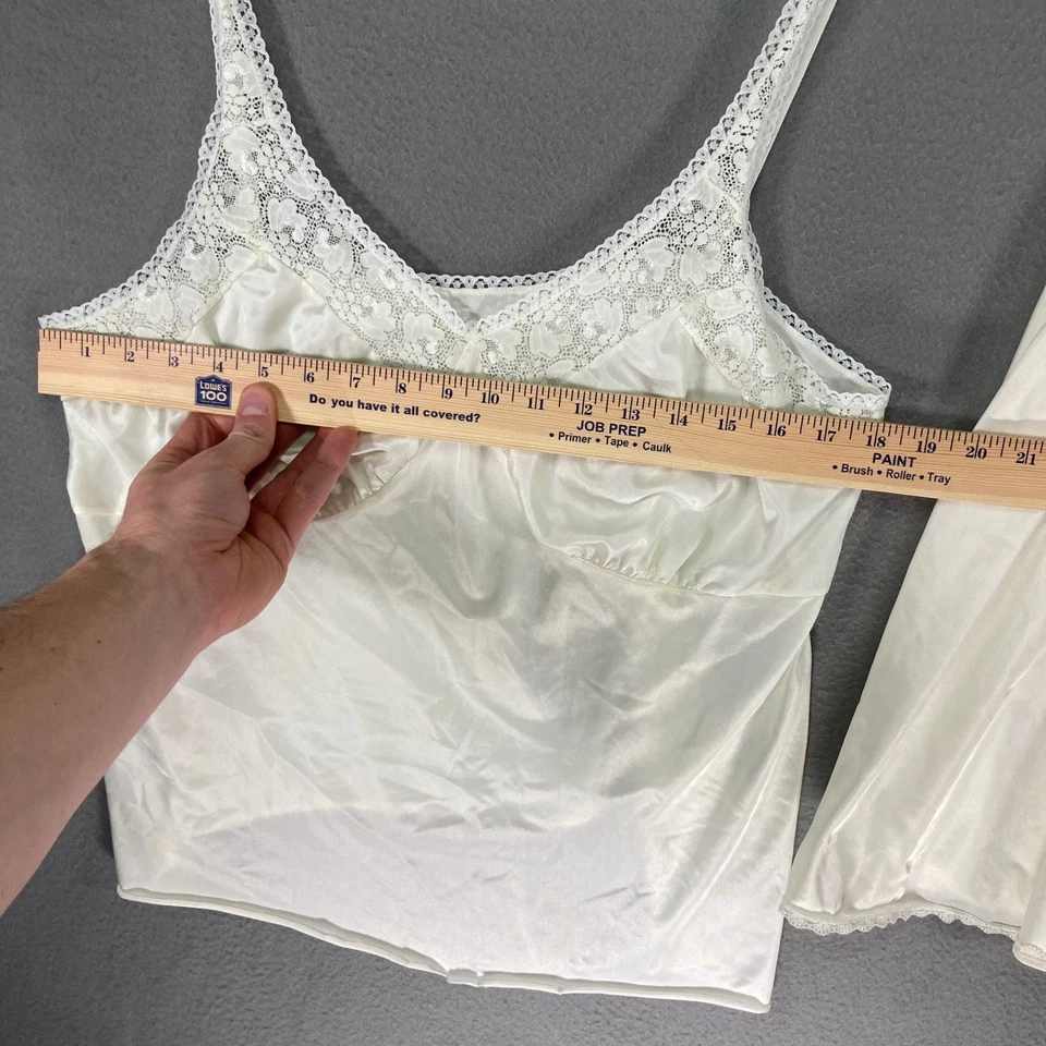 Vintage Lovable Ivory Lace Trim Camisole Slip Skirt Set Lingerie Women's - Image 4 of 4