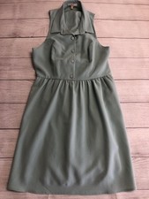 Monteau Dress Womens Medium Green Sleeveless Collared Fit & Flare Shirt Casual