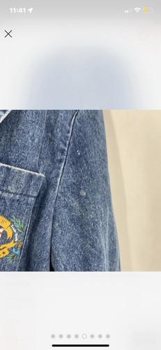 Vintage 90s Blue Jean Denim Blazer Jacket Academia Nautical Preppy Career Small - Picture 3 of 8