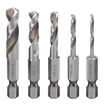5 Stck. 1/4 Zoll Schnellwechsel Sechskantschaft Metall kurze Bohrer Bits kurz Bit Set HSS M2