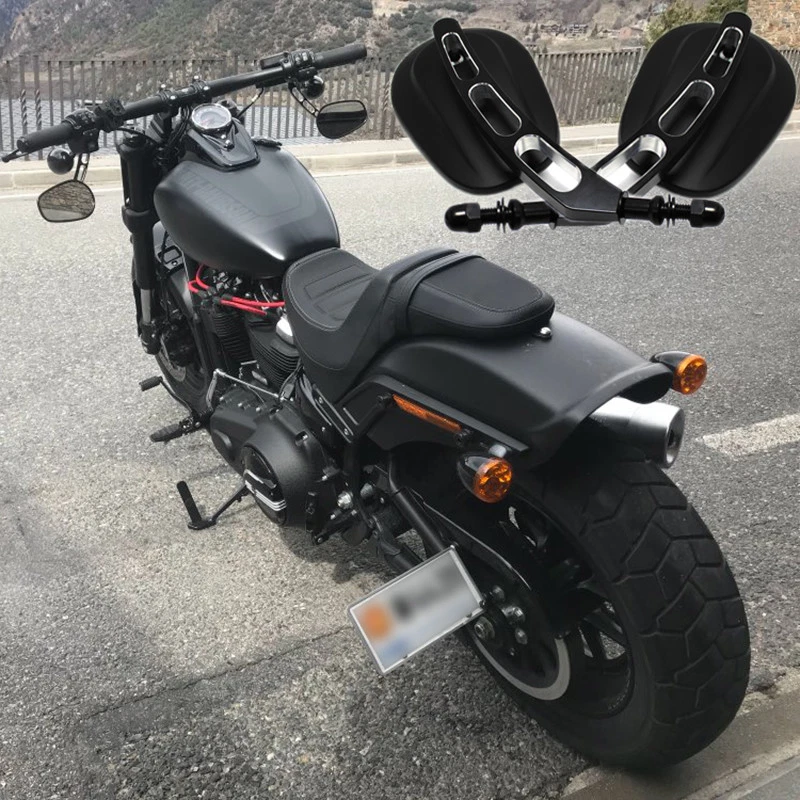 Espejos retrovisores huecos negros mate universales para motocicleta Harley Davidson Foto 4 de 4