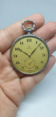 RARE ART DECO OMEGA SILVER POCKET WATCH 