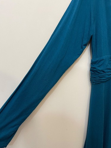 Look For The Stars blue teal dress jersey long sleeve v-neck high waist size 14 - 第 7/10 張圖片