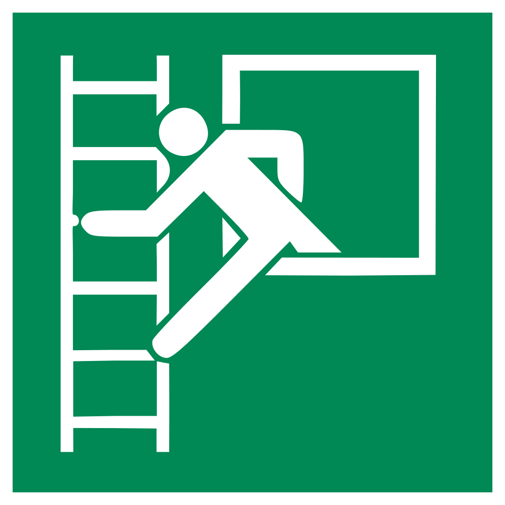 Aufkleber Rettungszeichen "Rettungsausstieg" Leiter 30x30 Cm – Nach ISO 7010, Made In Germany, Selbstklebend