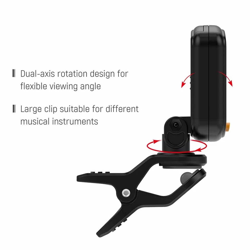 Clip-On Digital Stimmgerät Gitarre auch für Bass Violine Ukulele Gitarren Tuner - Bild 4 von 4
