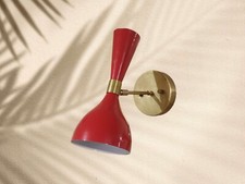 1950's Mid Century Handmade Brass Italian Diabolo Wall Sconce Light Fixture
