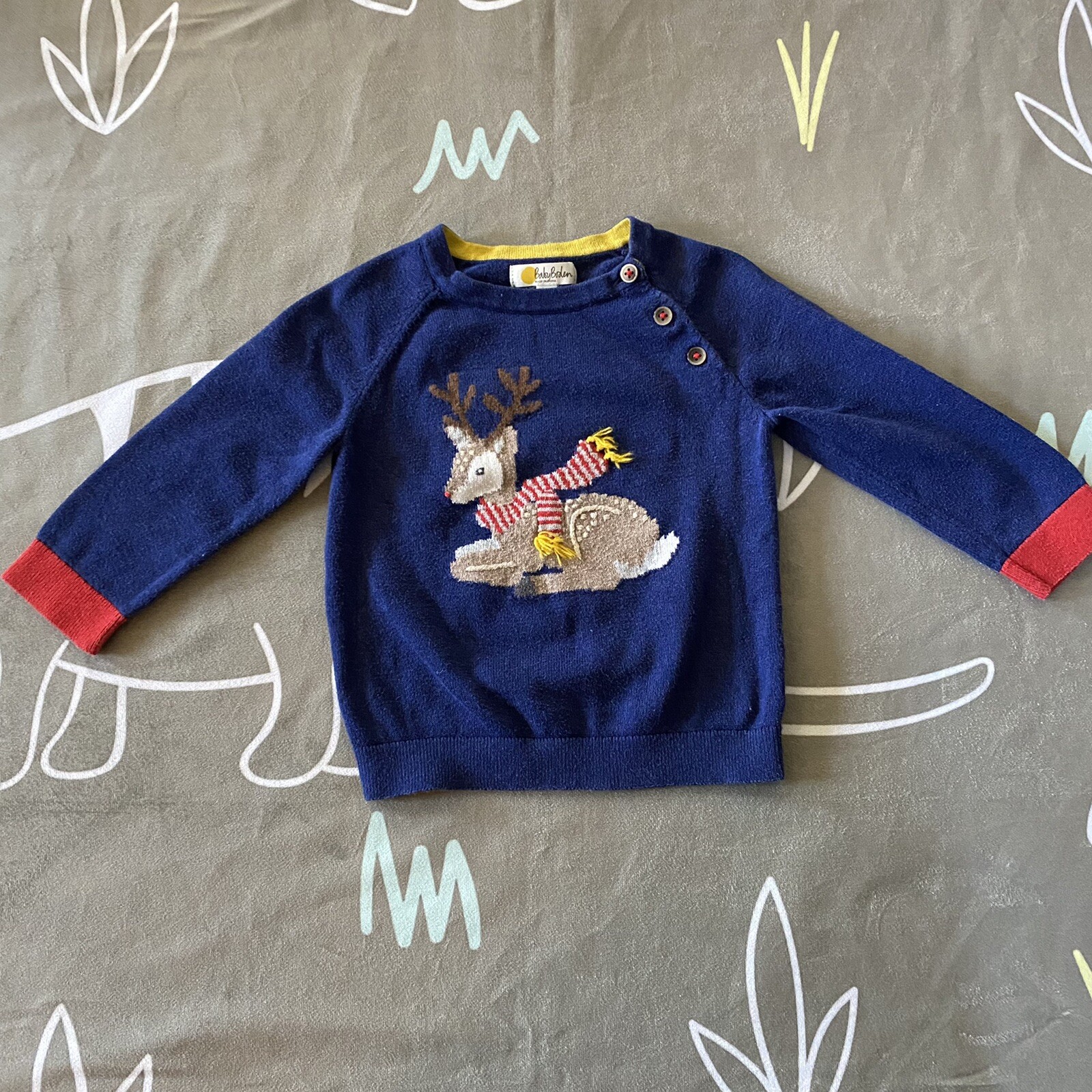 Baby Boden Reindeer Christmas Sweater 