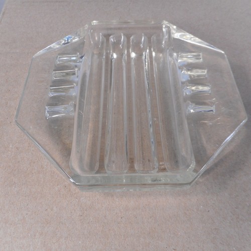 "Cenicero vintage octágono de vidrio transparente de 5""" - Imagen 3 de 4