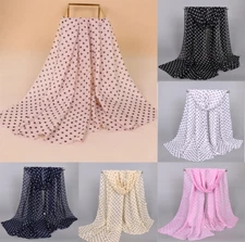 160*50cm Women's Wrap Shawl Polka Dot Chiffon Scarf Scarves Stole 10 Colors New