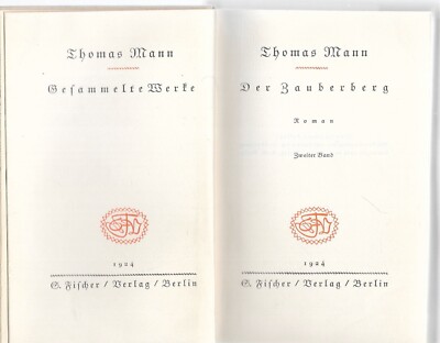 FIRST EDITION MAIN WORK Thomas Mann The Magic Mountain 1924, 2 Volumes, Very Rare!
