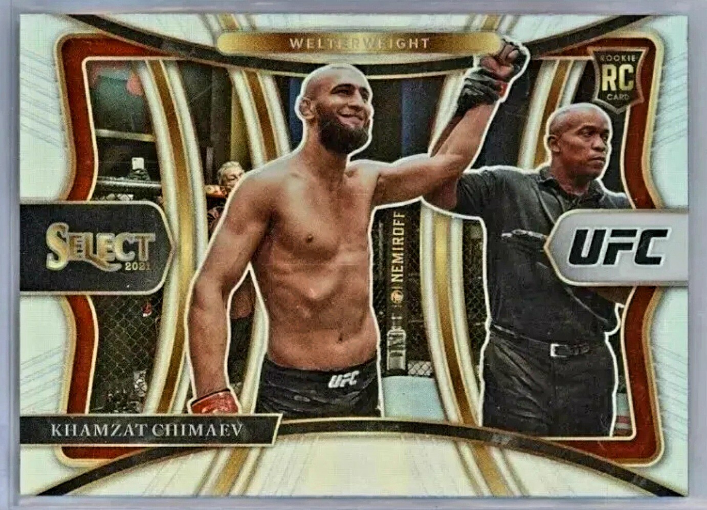 2021 UFC SELECT Khamzat Chimaev RC PREMIER LEVEL SILVER PRIZM DISCO #162