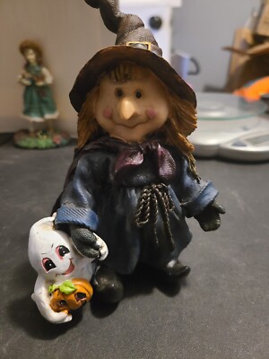 Vintage Magic Witch With Pumpkin Ghost Hocus Pocus