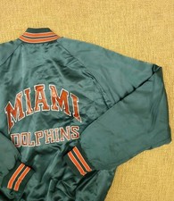 Vintage '80s Chalk Line Satin Bomber Jacket Miami Dolphins Youth 18-20 Can...